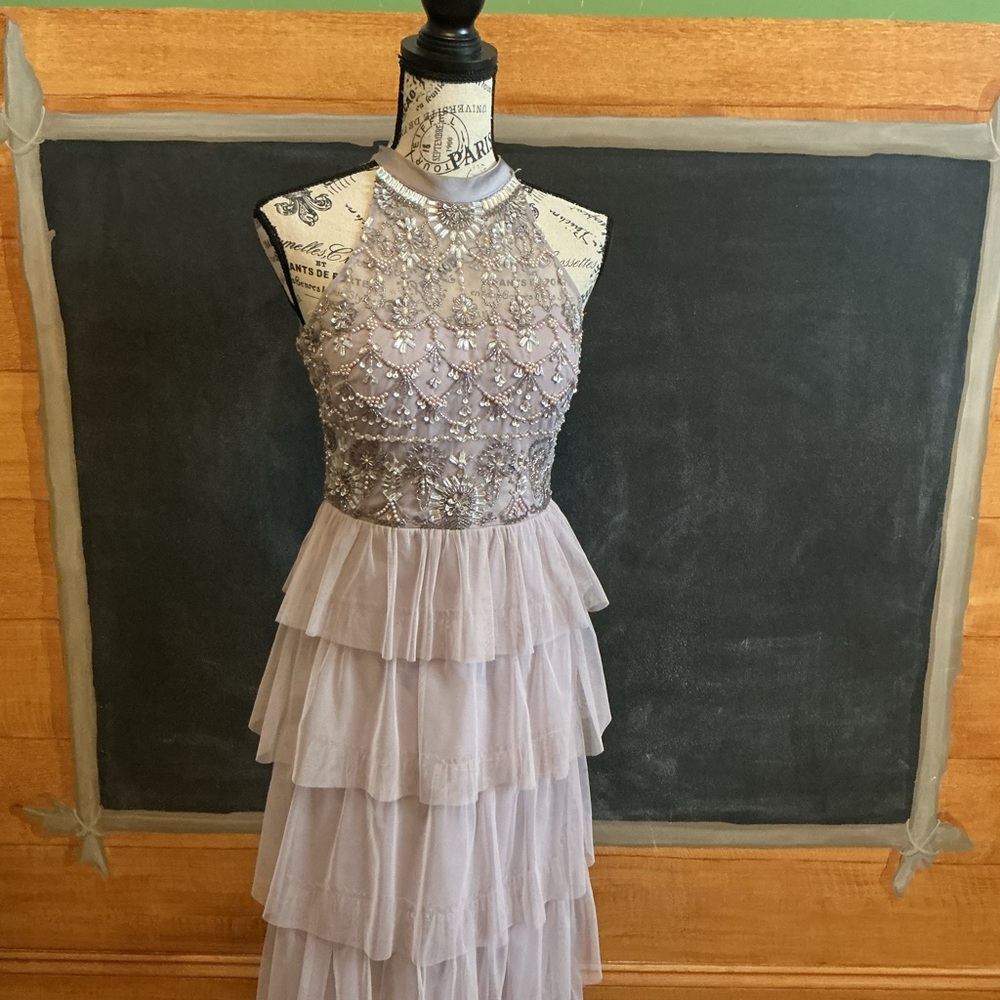 PROM Adrianna Papell dusty lavender beaded evening gown size 2 - Picture 2 of 12